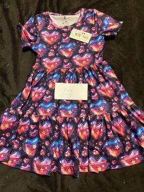 Girls' Purple Galaxy Heart Twirl Dress